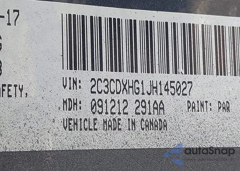 2018 Dodge Charger Sxt Plus Rwd from USA, damaged, VIN 2C3CDXHG1JH145027